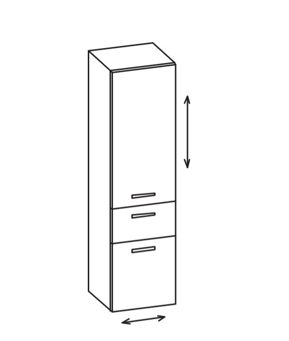 Artiqua 400 Variabler Hochschrank, Graphit Struktur quer, 400-HVL-1-44-L-7070-401 400-HVL-1-44-L-7070-401 von Artiqua