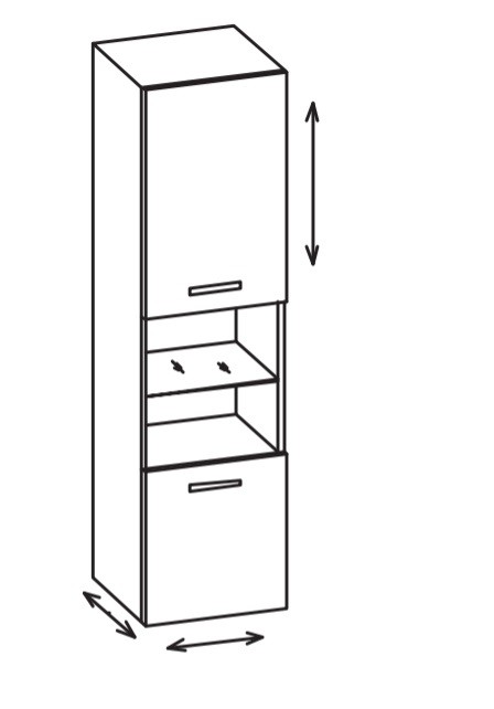 Artiqua 400 Variabler Midischrank, Quarzgrau Matt Select, 400-MVT-3-44-R-7163-173 400-MVT-3-44-R-7163-173 von Artiqua