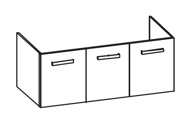 Artiqua 414 Waschtischunterschrank für Subway/Omnia Architectura 611813 Sangallo Grau quer, 414-WU3T 414-WU3T-V51-7152-432 von Artiqua