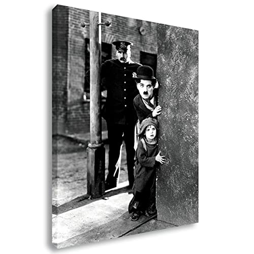 Artis Prints Leinwandbild Charlie Chaplin | Stummfilm - Schwarzweiß, Wandbild auf Keilrahmen gespannt - Klein bis XXL, Wohnzimmer - Flur - Dekoration von Artis Prints