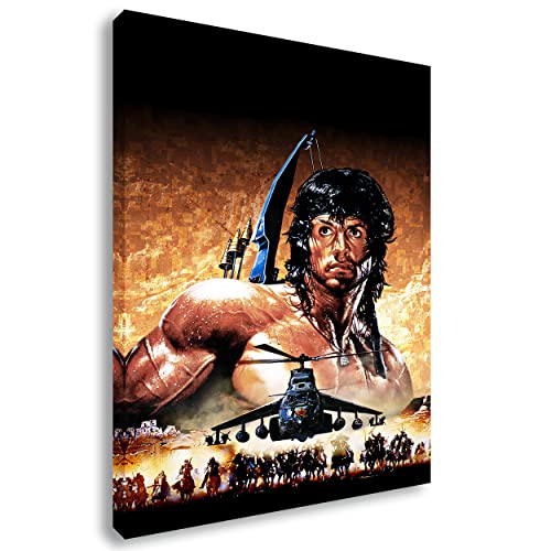 Artis Prints Leinwandbild Rambo | Sylvester Stallone - Film - Hollywood, Wandbild auf Keilrahmen gespannt - Klein bis XXL, Wohnzimmer - Flur - Dekoration, 120x80 cm von Artis Prints