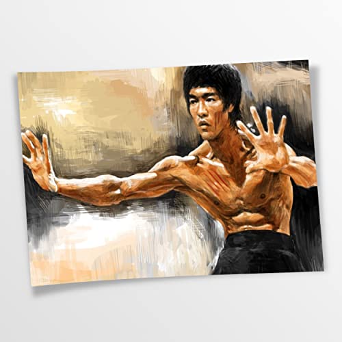 Poster (Baumwolle) Bruce Lee, Kung-Fu, Action Hero, Kampfsport, Klein bis XXL, Inneneinrichtung - Wohnzimmer - Wohnung, Dekoration von Artis Prints