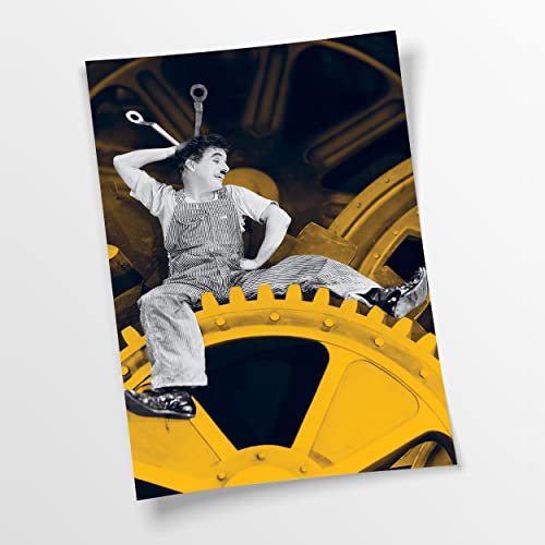 Poster Moderne Zeiten | Charlie Chaplin - Schwarzweiß - Film, Stumm - Alt, Klassiker - Kunst, Deko - Wohnzimmer, Klein bis XXL von Artis Prints