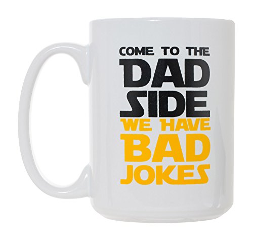 Artisan Owl – Come To The Dad Side We Have Bad Jokes – 425 ml Deluxe große doppelseitige Keramiktasse von Artisan Owl