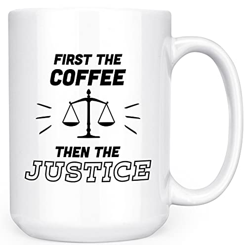 Artisan Owl First The Coffee Then The Justice – Lustiger Anwalt JD Law Student Paralegal SCOTUS – Doppelseitige Kaffeetasse für Kaffee und Tee von Artisan Owl