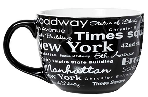 Jumbo-Tasse aus Keramik, Motiv: New York City Sehenswürdigkeiten und Destinationen, extragroß, 624 ml von Artisan Owl