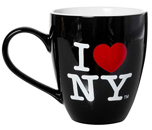 Offiziell lizenzierte I Love New York Keramik-Bistro-Kaffeetasse, 11,4 cm hoch, 473 ml, Schwarz von Artisan Owl