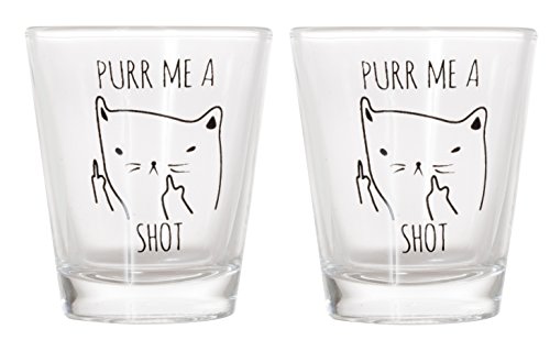 Artisan Owl Purr Me a Shot – Lustige Katzengeschenke, Katzen-Schnapsglas, lustiges Mittelfinger-Schnapsglas (2) von Artisan Owl