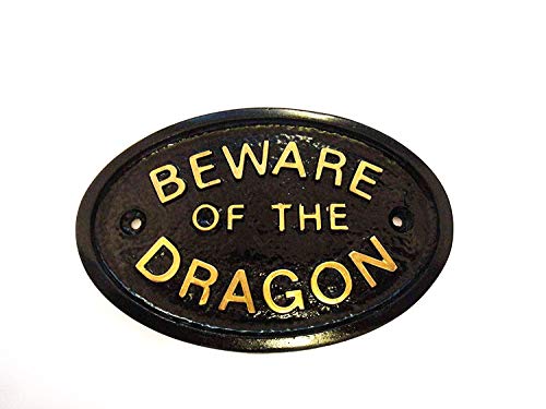 Artisan Türschild 'Beware of the Dragon', Schwarz mit goldfarbenem Schriftzug, Einheitsgröße, Brass, Türmontage Artisan Türschild 'Beware of the Dragon', Schwarz mit goldfarbenem Schriftzug, Einheitsgröße, Brass, Türmontage von Artisan