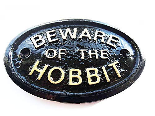 Artisan 'Beware of the Hobbit' Wandschild (schwarz, 13 cm x 8,5 cm, Messing) von Artisan