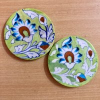 2 Stück Handgemachte Bemalte Jaipur Blue Pottery Untersetzer 9cm Rund D2 Kostenloser Versand von ArtisanCraftedJewelz