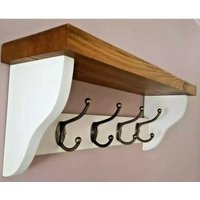 Garderobe + Regal Rustikale Handarbeit 4 Doppelhaken Alle Weiß & Dunkles Eichenwachs von ArtisanFarmhouse