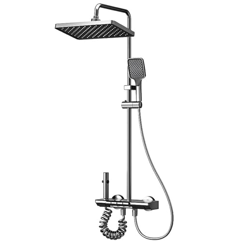 Duschsystem mit Duschsäule mit 4 Klaviertasten, Kopfbrause mit Niederschlag, Handbrause und Schwallbrause, Booster-Brause in Rotgussgrau Duschsystem mit Duschsäule mit 4 Klaviertasten, Kopfbrause mit Niederschlag, Handbrause und Schwallbrause, Booster-Brause in Rotgussgrau von Artisanal Habitat
