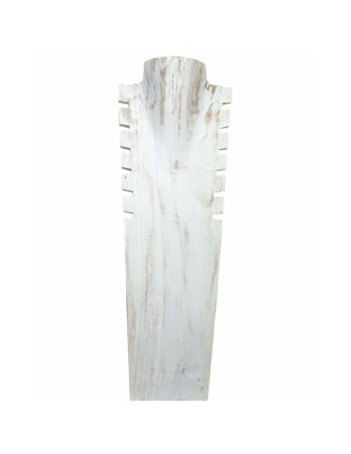 Büste Etagere Halsketten gewelltem aus Holz massiv weiß gekalkt H50 cm von Artisanal