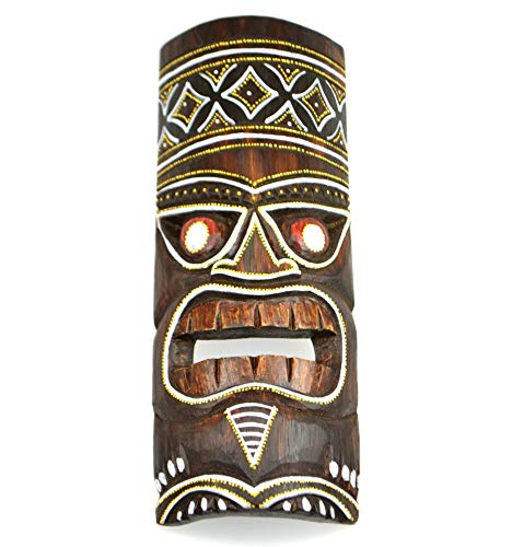 Coco Papaya Tiki-Maske, Höhe 30 cm, aus Holz, buntes Motiv, Polynesien von Coco Papaya