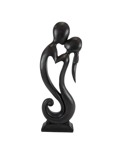 Große Statue Liebespaar H50 cm aus exotischem Holz Farbton Ebenholz von Coco Papaya