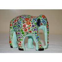 2 Stück Set Elefanten, Handgemachter Elefant, Handbemalte Holzelefanten, Handgemachte Papiermaché Bohomain Wohnkultur von Artisansvillage