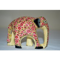 2 Stück Set Elefanten, Handgemachter Elefant, Handbemalte Holzelefanten, Handgemachte Papiermaché Bohomain Wohnkultur von Artisansvillage