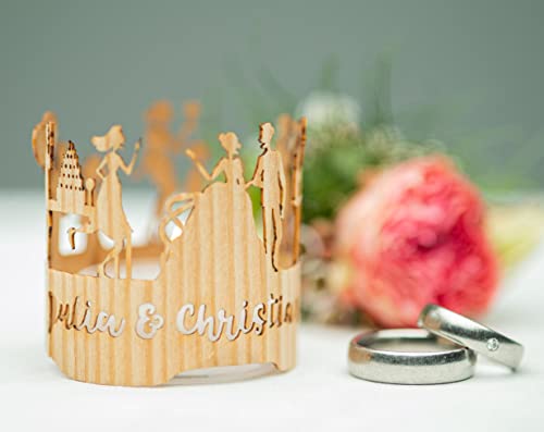 Artissima PopUp 3D Hochzeitskarte mit Windlicht aus echtem Holz von Artissima