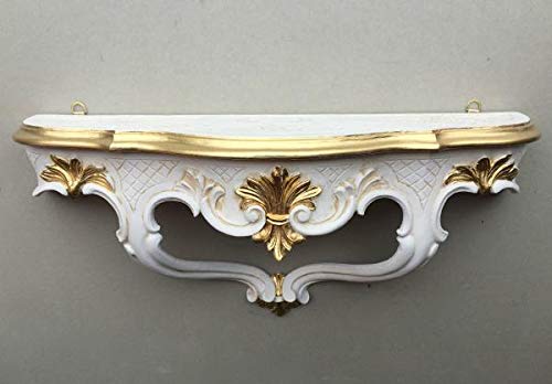 Barock Konsole Wandkonsole/Spiegelkonsolen/Wandregal 45 x 21 ANTIK Weiß Gold von artissimo