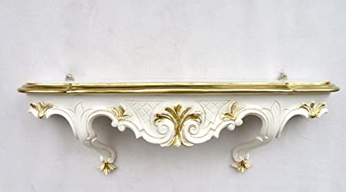 Artissimo Wandkonsole Weiß Gold (Elfenbeingold) Barock Antik Wandregal Kommode Spiegelablage von artissimo