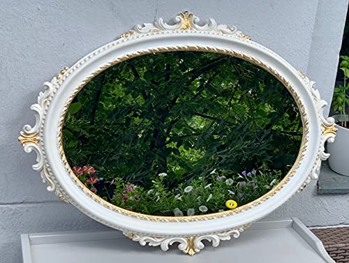 Artissimo Wandspiegel Elfenbein Gold Oval Barock Spiegel antik Bad Spiegel 62x48cm Flurspiegel C12 von artissimo