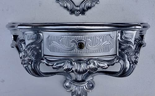 Wandkonsole barock mit Schublade Silber Wandablage Wandregal Antik Hängeregal mit Schublade 50x27 von artissimo