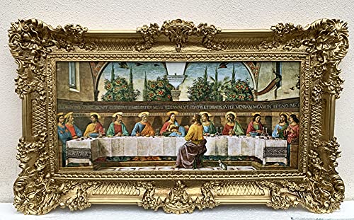 Artissimo Wandkunstbild Heiliger Wandbilder Abendmahl Bild mit Rahmen Kunstdruck Gemälde Jesus Bild Jesus Christus Das Letzte Abendmahl Da Vinci Made INITALY von artissimo
