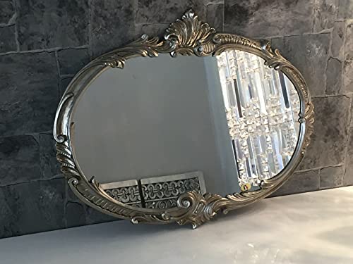 Wandspiegel Barock Oval Antik Silber 52x42 Badspiegel Vintage Retro Spiegel Prunk zum Aufhängen Nostalgie von artissimo