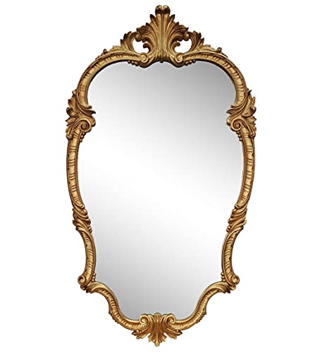 Wandspiegel Gold Oval 99 x 55 cm französisch Style Dekorativer Spiegel Flurspiegel Badspiegel Prunkspiegel Barockspiegel Antik Spiegel Klassik Made IN Italy von artissimo