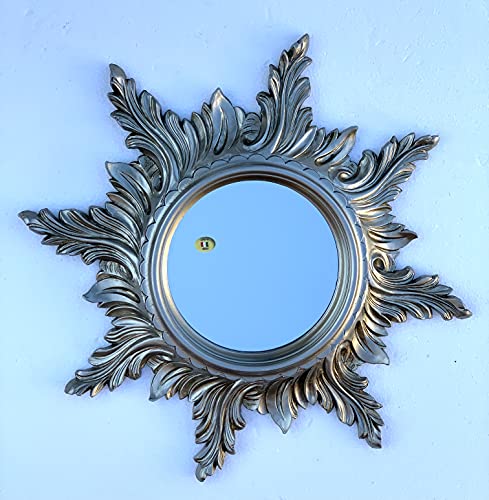 Wandspiegel Sonne Barock Antik Silber Spiegel Sonne 50cm Badspiegel Sun Mirror C495 von artissimo