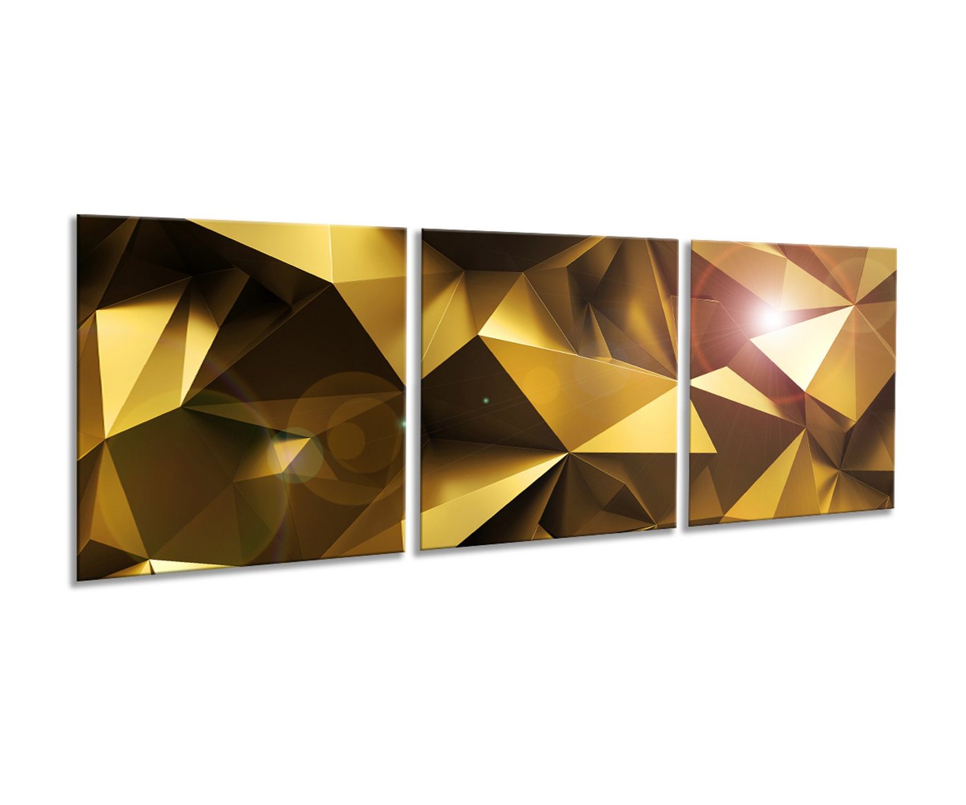 artissimo Glasbild mehrteiliges Glasbild 150x50cm Bild aus Glas 3-Teiler abstrakt gold von artissimo