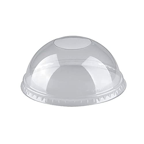 Dom-Deckel/Becherdeckel (100 Stück), PET, rund, Durchmesser 9.5 cm, 4.5 cm, "mit Lochung", glasklar, für Becher mit Durchmesser 9.5 cm, für Frozen Drinks, Smoothies von Artist Unknown