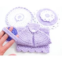 Lavendel Gehäkeltes Küchen-Set - Hängendes Geschirrtuch Aus Baumwolle Waschlappen Spitze Gänseblümchen Topflappen Wende von ArtistBeeBee