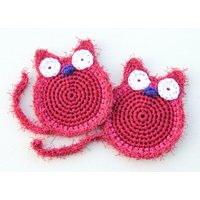 Super Size Nylon Tellerwäscher - Pinke Katze Topfwäscher Set Von 2 Bis 10 Gehäkelter 12, 5 cm Küchenschwamm von ArtistBeeBee