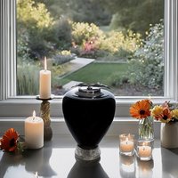 Exklusive Schwarze Perlen Glas Urne Für Erwachsene Beerdigung Asche Einzigartige Denkmäler | Art7 von ArtistCremationUrns