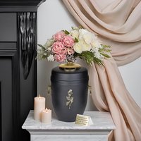 Schöne Metall Urne Für Asche Mit Goldkreuz Oder Rose Beerdigung Erwachsene Schwarze Einzigartige Metallurne Dekorative Zuhause von ArtistCremationUrns
