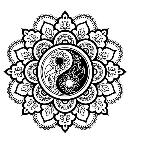 Mandala-Schablone Ying-Yang-Blume, wiederverwendbare Schablone, A3, A4, A5 & größere Größen, Wanddekoration, M4, Selbstklebende Folienschablone, weiß, S size - 70 x 70 cm, 27.5 x 27.5 in von Artistic Sponge