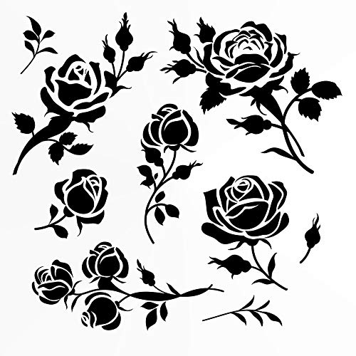 Set von Rosen Wiederverwendbare Schablone A3 A4 A5 & größere Größen Shabby Chic Valentine Rose 3 (PVC wiederverwendbare Schablone, A5 Größe - 148 x 210 mm, 14,7 x 21,1 cm) von Artistic Sponge