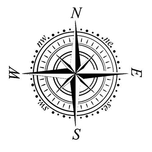 Wind Rose Navigationskompass wiederverwendbare Schablone A3 A4 A5 & größere Größen Wanddekor/Kompass (PVC wiederverwendbare Schablone, L Größe – 140 x 140 cm, 55,5 x 55,5 Zoll) von Artistic Sponge