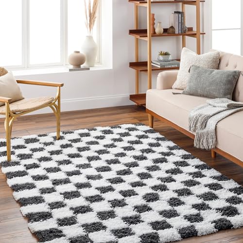 Livabliss Mabini Shaggy Berber Teppich - Flauschiger Teppich für Wohnzimmer, Esszimmer, Schlafzimmer, Langflor Hochflor Teppich flauschig - Teppich groß 160x220 cm, Wohnzimmerteppich in Weiß, Schwarz Livabliss Mabini Shaggy Berber Teppich - Flauschiger Teppich für Wohnzimmer, Esszimmer, Schlafzimmer, Langflor Hochflor Teppich flauschig - Teppich groß 160x220 cm, Wohnzimmerteppich in Weiß, Schwarz von Livabliss