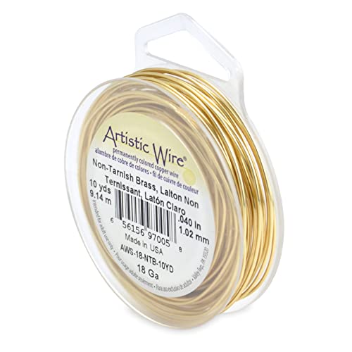 Artistic Wire, 18 Gauge Craft Wire, Tarnish Resistant Brass, 10 yd (9.1 m) Basteldraht, Silberfarben von Artistic Wire