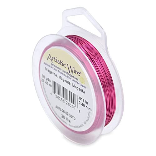 Artistic Wire 26 Gauge / .41 mm Anlaufbeständiger, Farbiger Kupfer-Basteldraht, Magenta, 30 yd / 27.4 m von Artistic Wire