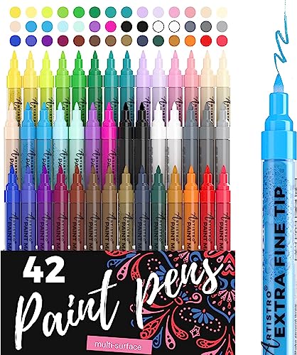 Artistro 42 Acrylstifte Hohe Qualität, Zeichenset - Extra-Feine Spitze (0,7mm) - Acryl Stifte zum Bemalen von Steinen, Fels, Holz, Stoff, Keramik, Glas - 40 Farben + Extra Schwarz & Weiß Acrylic Artistro 42 Acrylstifte Hohe Qualität, Zeichenset - Extra-Feine Spitze (0,7mm) - Acryl Stifte zum Bemalen von Steinen, Fels, Holz, Stoff, Keramik, Glas - 40 Farben + Extra Schwarz & Weiß Acrylic von Artistro