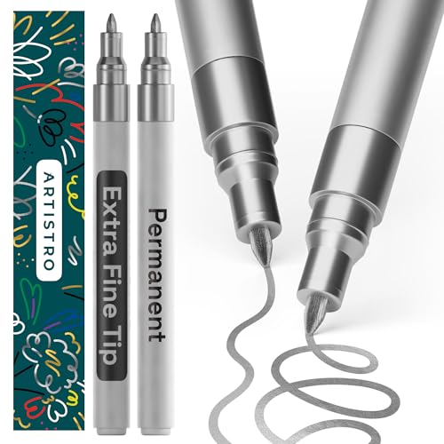 Artistro 2 Silber Permanentmarker – Wasserfeste Marker für Reifen, Stoff, Steine, Glas, Keramik, Holz, Papier – Ölbasiertes Lackstift-Set – Extrafeine Spitze 0,7 mm Artistro 2 Silber Permanentmarker – Wasserfeste Marker für Reifen, Stoff, Steine, Glas, Keramik, Holz, Papier – Ölbasiertes Lackstift-Set – Extrafeine Spitze 0,7 mm von Artistro