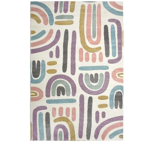 Weicher Regenbogen-Teppich für Kinderzimmer – Anti-Haarausfall-Spielmatte – moderner Schlafzimmerteppich für Jungen und Mädchen, natürliche, lustige Kleinkind- und Babyzimmer-Dekoration (120 x 180 cm) von Artistry Home