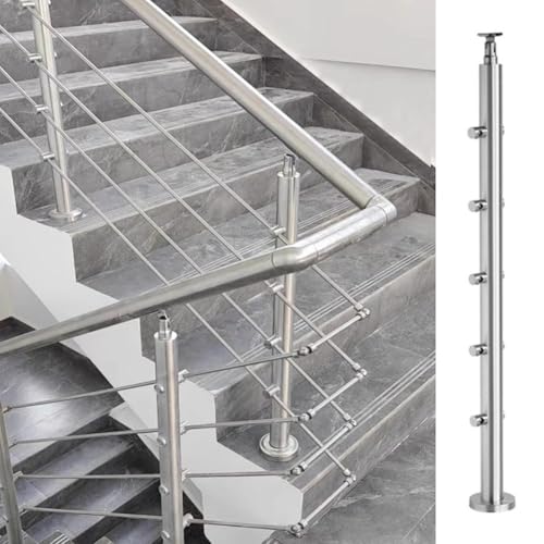 Artiz Geländerpfosten, Edelstahl-Seilbalustersystem 304 Verstellbares Treppengeländer Für Terrassen-Seilgeländer Nur Pfosten(Silver-95cm,9PCS) von Artiz