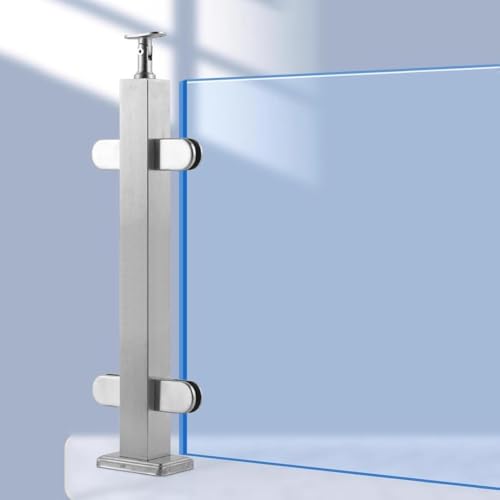 Artiz Glasgeländerpfosten, Balustradensystem Aus Edelstahl 304 Klemmen Für Gehärtete Glasplatten Für Balkon-Glasgeländerpfosten-Clip Glaszaun Ohne Bohren(End Post,105cm/41.3") von Artiz