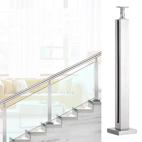 Artiz Glasgeländerpfosten, Glasgeländerpfosten Aus Edelstahl 304 Für Gehärtetes Glas Mit Einer Dicke Von 10–13 Mm Handläufe Können Montiert Werden Für Balkon, Terrasse Und Treppe(End Post,85cm/33.5") von Artiz