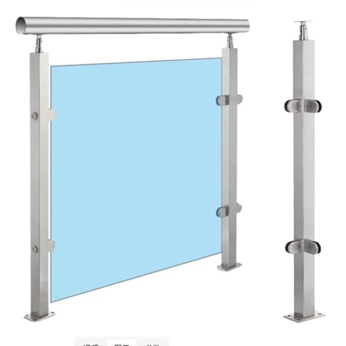 Artiz Glasgeländerpfosten Edelstahl-Terrassengeländer-Säulensystem Gehärtete Glasplatten Mit Klemmen Und Abstandshaltern Für Villeneingänge, Lofts Und Terrassen(Corner Post,105cm/41.3") von Artiz